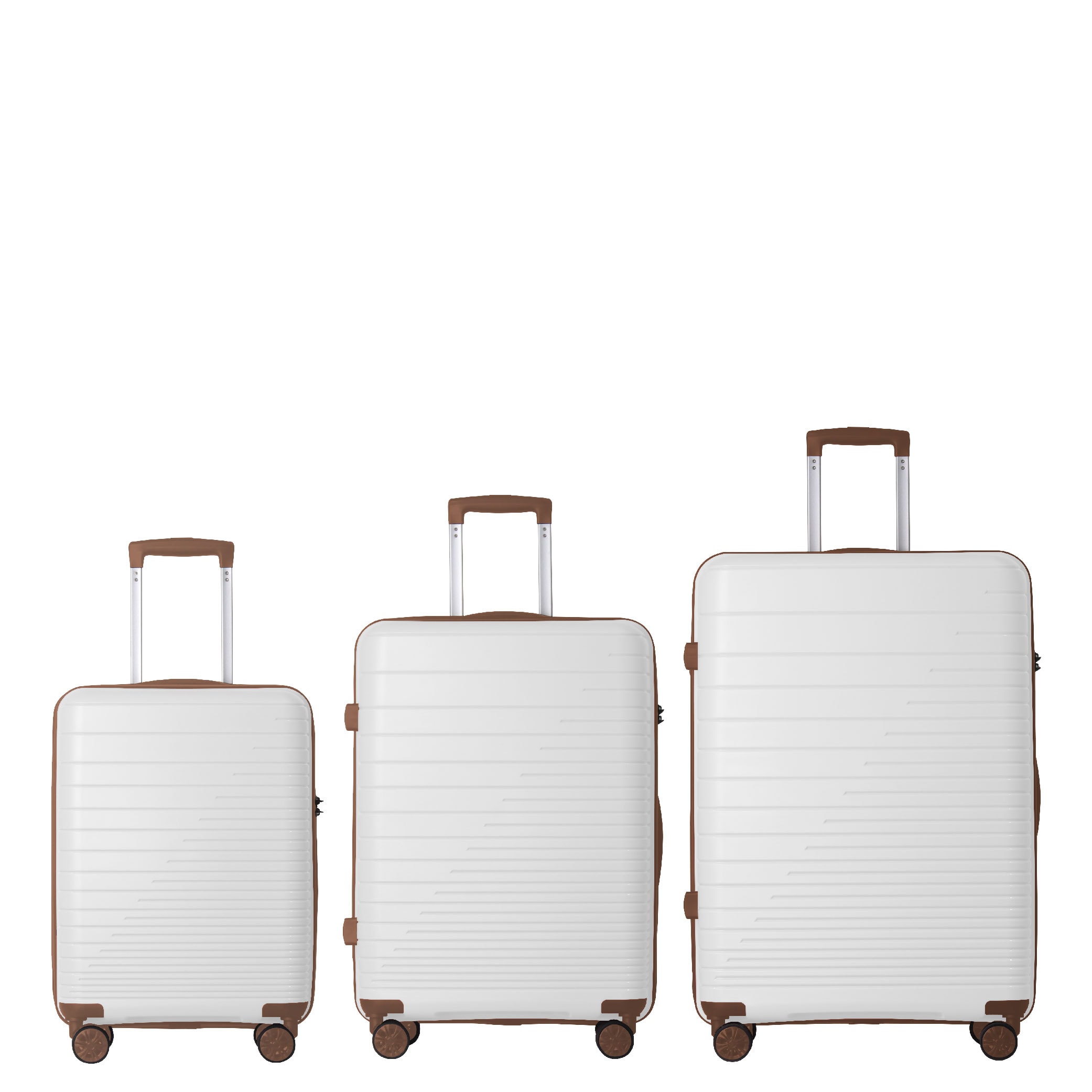 Luggage Set 3 Piece, PP Hardshell Carry On Suitcase With Spinner Wheels & TSA Lock, Lightweight Suitcases For Business, Trip, (20"/24"/28"), White_voghion.com